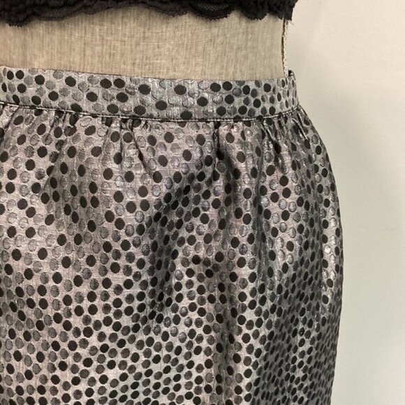 METALLIC Silver Black Polka Dots Mini Full Skirt - Picture 4 of 11